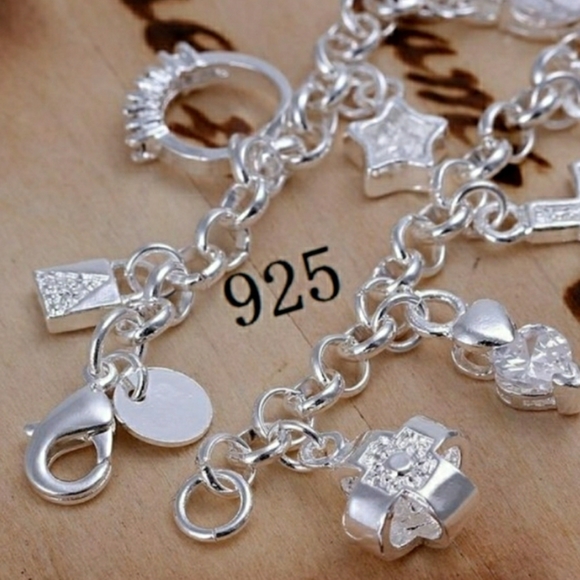 925 Sterling Silver Charm Bracelet - Picture 4 of 4